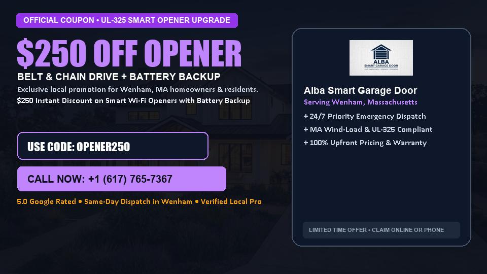 $250 OFF Smart Wi-Fi Garage Door Opener Installation in Wenham, MA - Alba Smart Garage Door